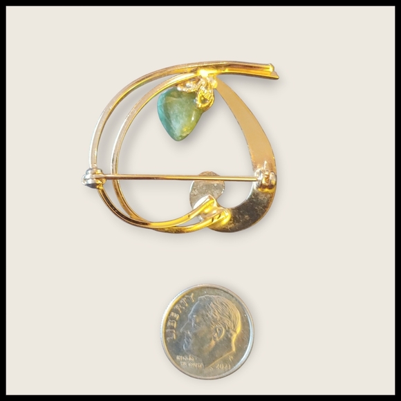 Green Aventurine Open Heart Brooch - Picture 2 of 3